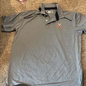 University of Virginia Russell Athletic Gray and White Striped Polo